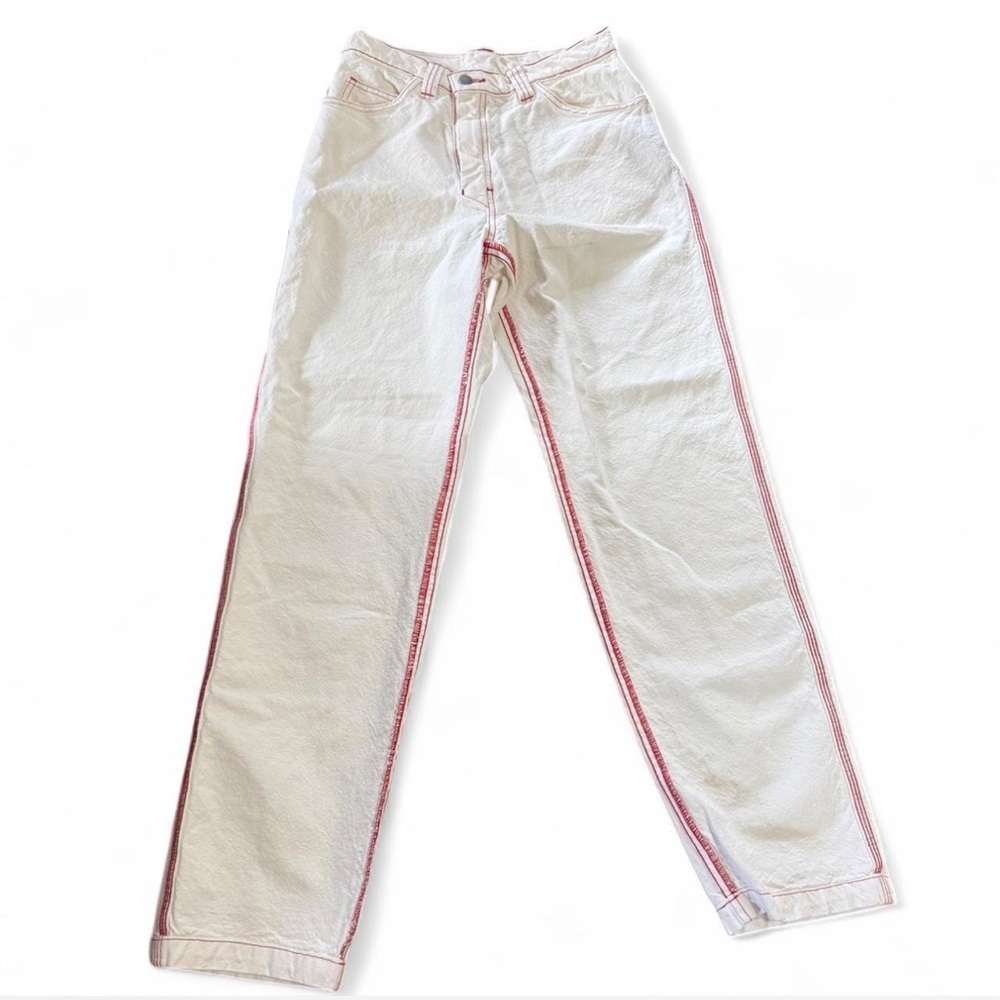 Madhappy White Pants with Red Stitching